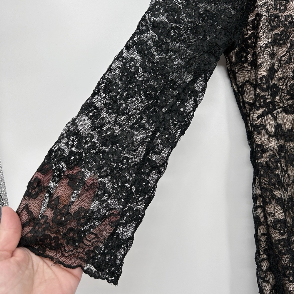 Dressbarn Womens Whimsigoth Lace Empire Waist Top‎ Sz M Black Y2K Dark Romantic - Picture 5 of 8